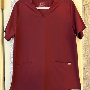 Figs Women's Maroon Short Sleeve Top
